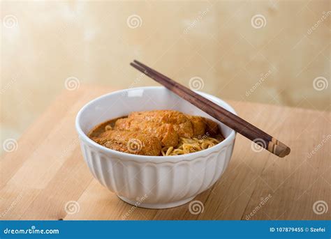 Hot and Spicy Curry Laksa Noodles Cuisine Stock Image - Image of chili, culture: 107879455