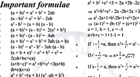 Intermediate algebra formulas for competitive Exams PDF Download