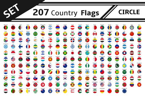 set 207 country flag circle by noche on @creativemarket | Country flags, Business card logo ...