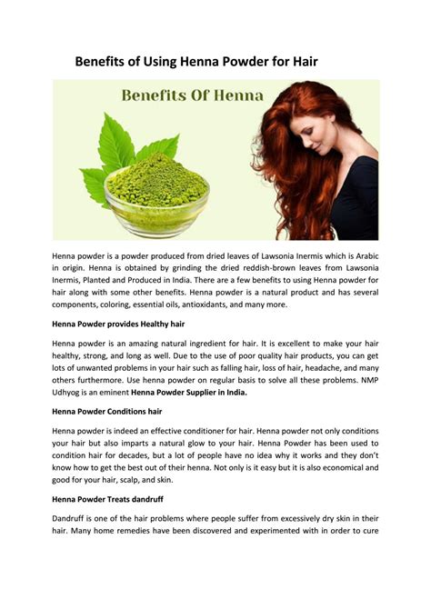 Benefits of Using Henna Powder for Hair by Hennapowdersupplier - Issuu