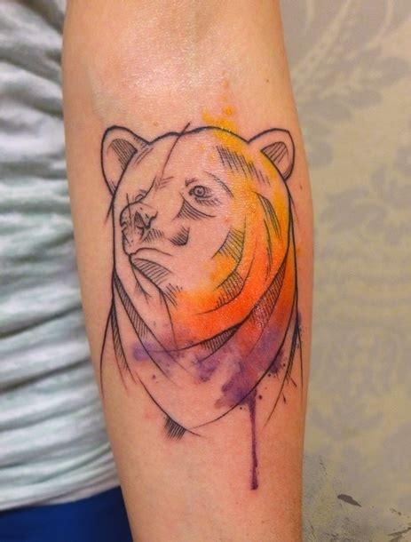 Watercolor Bear Tattoo Idea