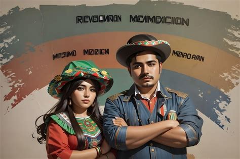 Premium Photo | Revolucion mexicana with brave man in front of mexican flag