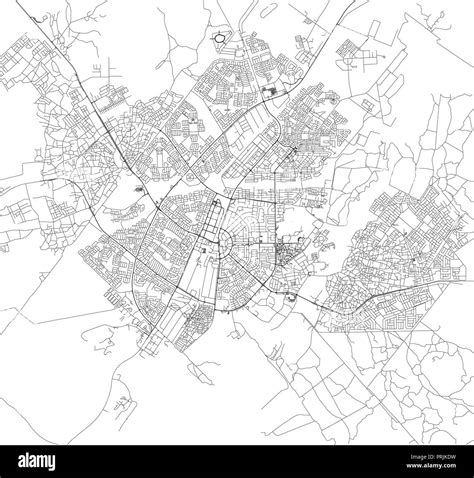 Satellite map of Gaborone, Botswana, city streets. Street map of the ...