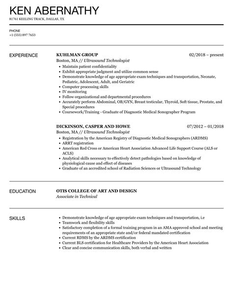 Ultrasound Resume Template