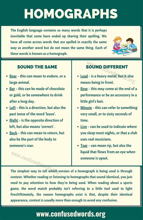 Homonyms: Definition and Useful Example Sentences - Confused Words