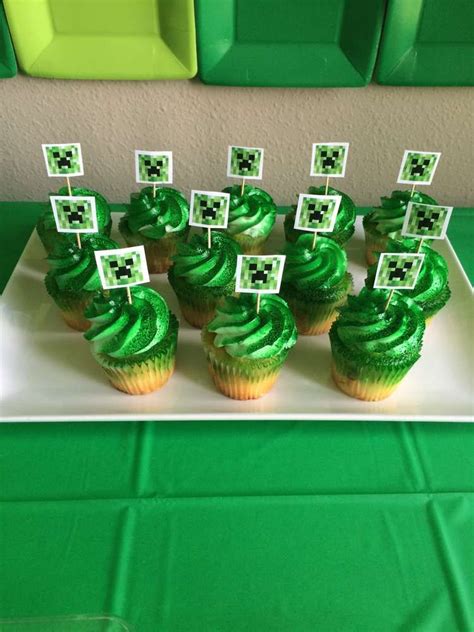 Diy Minecraft Birthday Party, Minecraft Cupcakes, Minecraft Party Decorations, 6th Birthday ...