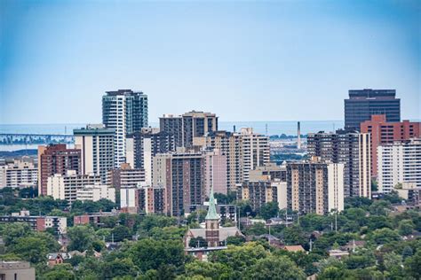 Aerial View of Hamilton Skyline in Canada with Old Buildings and ...