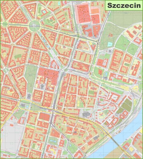 Szczecin city center map - Ontheworldmap.com