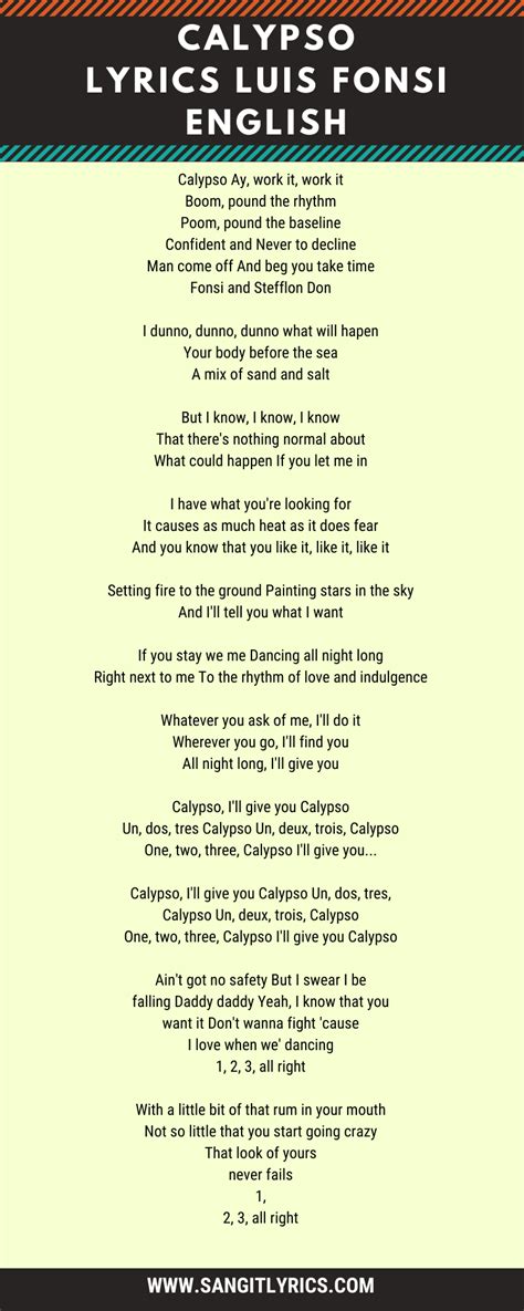 Calypso Lyrics Luis Fonsi | Stefflon Don | by Agastya Kumar | Medium