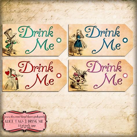 Drink Me Tag Alice in Wonderland Tags labels perfect for