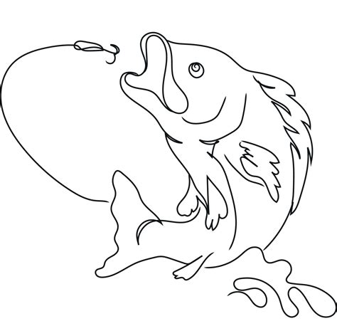 Fishing Line Art, Fish Outline Drawing, Simple Outline Drawing, Vector Illustration, Graphic ...