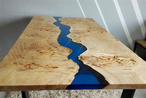 Blue river table with epoxy resin in 2021 | Coffee table wood, Resin furniture, Rowe furniture