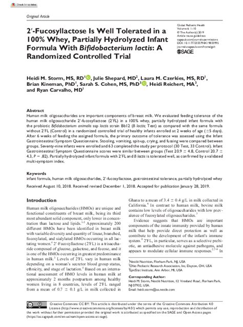 (PDF) 2′-Fucosyllactose Is Well Tolerated in a 100% Whey, Partially ...