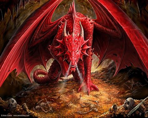 Red dragon illustration, dragon, digital art, fantasy art, Anne Stokes HD wallpaper | Wallpaper ...