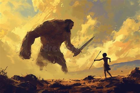 Painting of David and Goliath. Generative AI. Stock Illustration - Illustration of testament ...