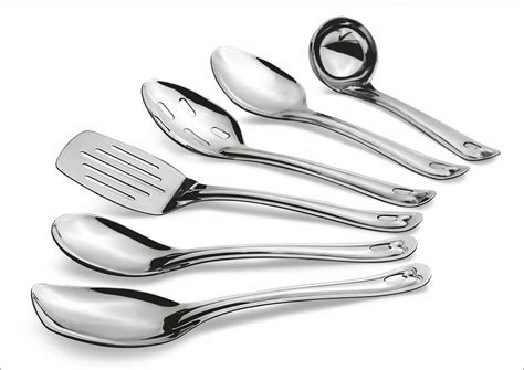 Complete 6 Piece 9" Stainless Steel Cooking & Serving Spoon Set - Walmart.com - Walmart.com