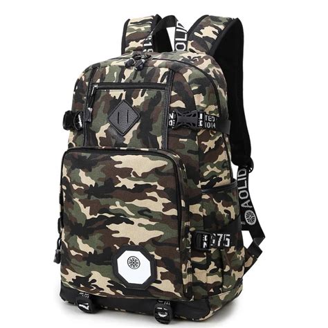 Como Fashion men's backpacks army green camouflage backpack cool high school bags for teenagers ...