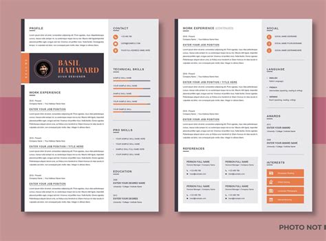 Professional Resume Template, 4-page Resume, Modern Resume Template, Cover Letter Resume ...