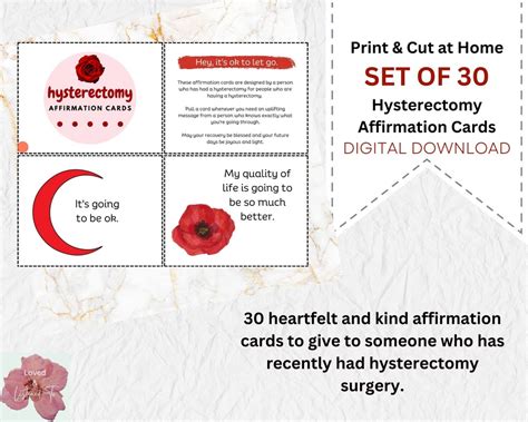 Printable Affirmation Cards for Hysterectomy Surgery Survivor - Etsy