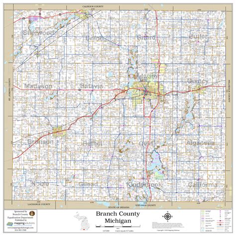 Branch County Michigan 2020 Wall Map | Mapping Solutions