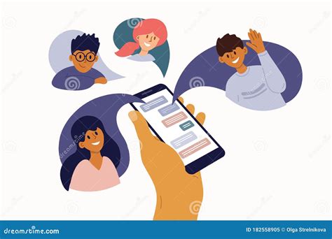 Group of People Chatting Online, Talking by Mobile Internet Stock Vector - Illustration of ...