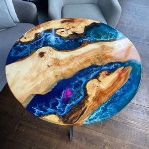 Custom Round Dining Table Blue River, Epoxy Resin Table Top, Coffee ...