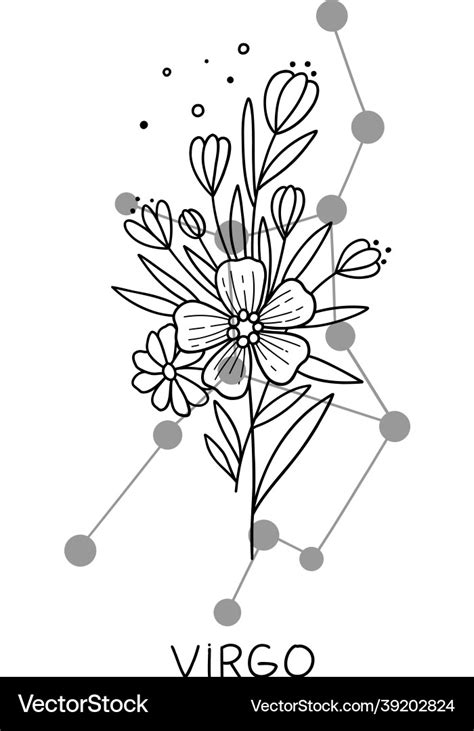 Virgo horoscope flower icon outline zodiac Vector Image