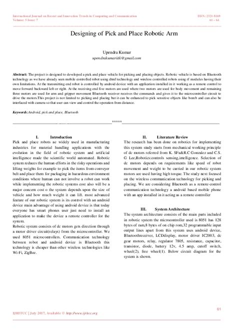 (PDF) Designing of Pick and Place Robotic Arm