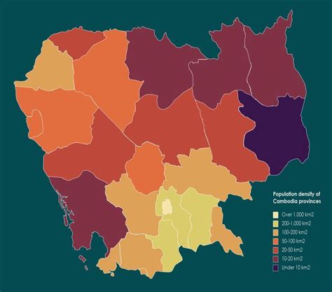 Population density of Cambodia provinces | Geography, Map, Cambodia