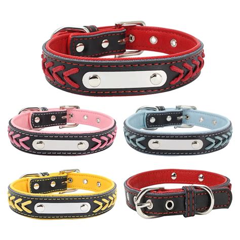 Personalized Dog Collar Customized Dogs ID Collars Inner Padded Leather ...