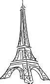 Vector illustration of Tower Eiffel. Black and white drawing. in 2020 | Black, white drawing ...
