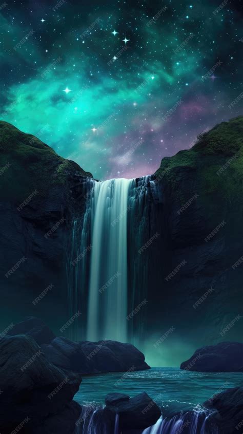 Premium AI Image | A waterfall in the night sky