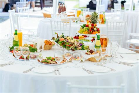 Restaurant Catering Services. Banquet Table Set Stock Photo - Image of horizontal, celebration ...