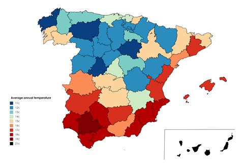 Average annual temperature in Spain [2000x1353] : r/MapPorn