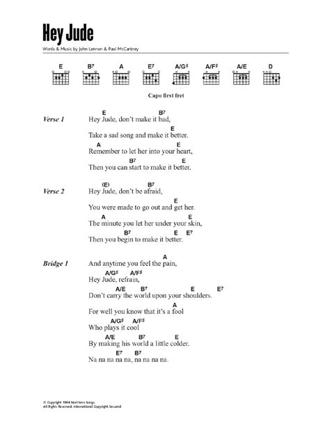 Hey Jude by The Beatles - Guitar Chords/Lyrics - Guitar Instructor