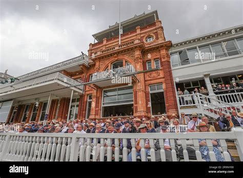 Marylebone Cricket Club members watch the game during the LV= Insurance Ashes Test Series Second ...