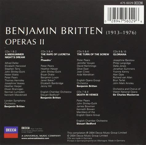 BRITTEN CONDUCTS BRITTEN: OPERAS, VOLUME 2 (10 CDS) – ClassicSelect World