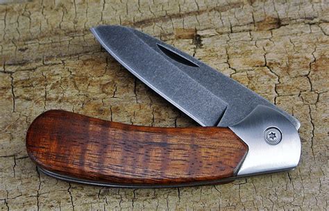 Pocket Knife with Wood Handle Curly Koa Wooden Handle Wood