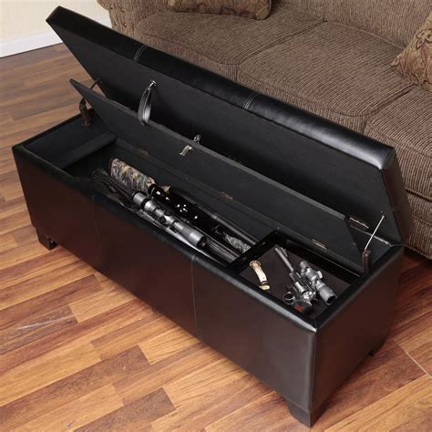 Gun Storage Bench Hidden Concealed Cabinet Guns Shotgun Rifle Safe Lock ...