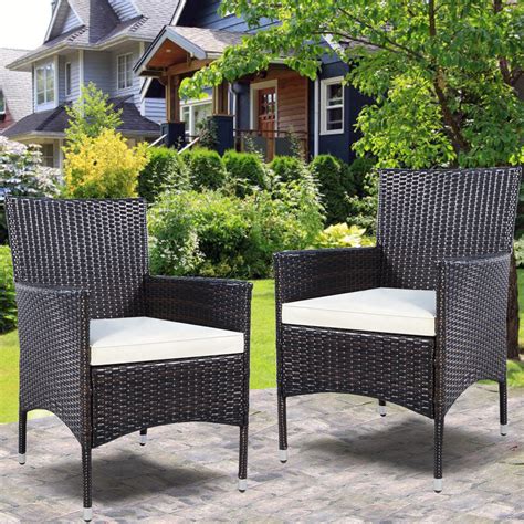 Rattan Outdoor Chair Set Of 2 : 5-piece Black Resin Wicker Patio Chair, Loveseat & Table ...