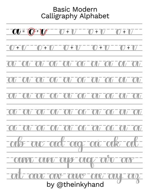 Basic Modern Calligraphy Practice Sheets by theinkyhand - Etsy