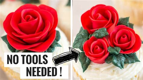 Easy Fondant Rose - No Tools Needed - YouTube