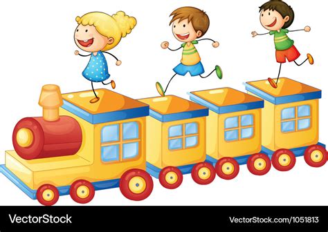 Kids on train Royalty Free Vector Image - VectorStock