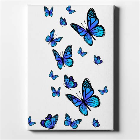 Blue Butterflies Butterfly - 11" x 14" - Decorative Canvas Wall Art ...