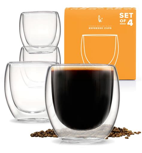 Espresso Shot Glass, Durable Double Walled Espresso Cups, Clear Shot Glasses for Coffee Shots ...