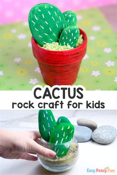 DIY Rock Cactus Craft - Painting Stones - Easy Peasy and Fun