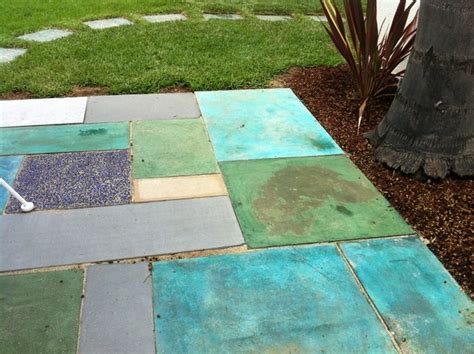 Saw cut, stained and re-purposed concrete patio - Eclectic - Los Angeles - by Satori Garden Design