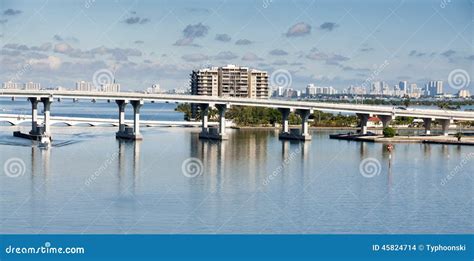 Biscayne Bay Bridge in Miami, Florida Stock Photo - Image of city ...