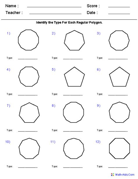 Geometry Worksheets | Quadrilaterals and Polygons Worksheets | Geometry ...