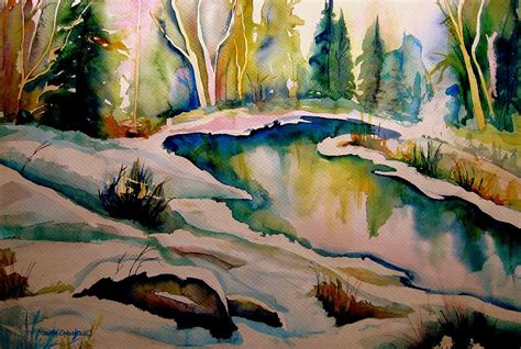 Quebec Winter Landscape Painting by Carole Spandau